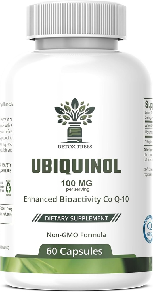 Ubiquinol CoQ10 100mg - Ενισχυμένη βιοδιαθεσιμότητα, Συμπλήρωμα Υψηλής Απορρόφησης - Μη ΓΤΟ, Χωρίς γλουτένη για την καρδιακή υγεία & καρδιοαγγειακή υποστήριξη, 60 κάψουλες