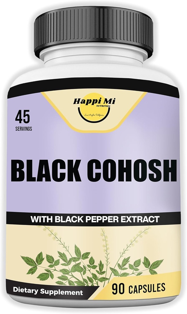 Μαύρο Cohosh Made with Organic Black Cohosh Root 1300MG per Serving, Balance Hormones, Natural Εμμηνόπαυση & εμμηνόρροια, Γυναικεία Υποστήριξη Υγείας, 90 Vegan Κάψουλες, 45 Υπηρεσίες