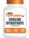 BulkSupplements.com Choline Bitartrate Capsules - Choline Συμπληρώματα, ως Choline L-Bitartrate - Choline 600mg, 2 Κάψουλες ανά Σερβίρισμα, 240 Κάψουλες (Pack of 1)