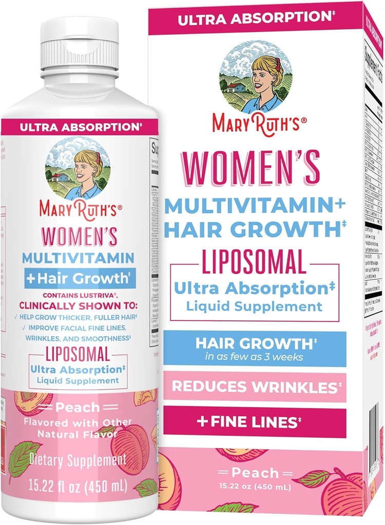 MaryRuth Organics Women's Multivitamin+Lustriva Hair Growth Liposomal 