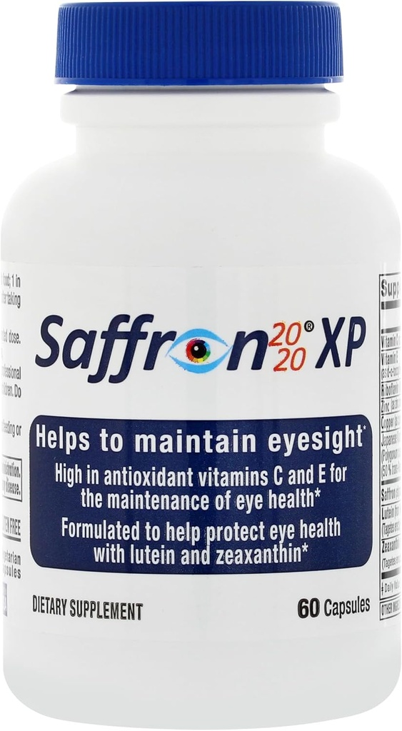 Saffron 2020-XP Supplement with Saffron, Resveratrol, Vitamins and Minerals, Zeaxanthin and Lutein -60 Vegetarian Capsules