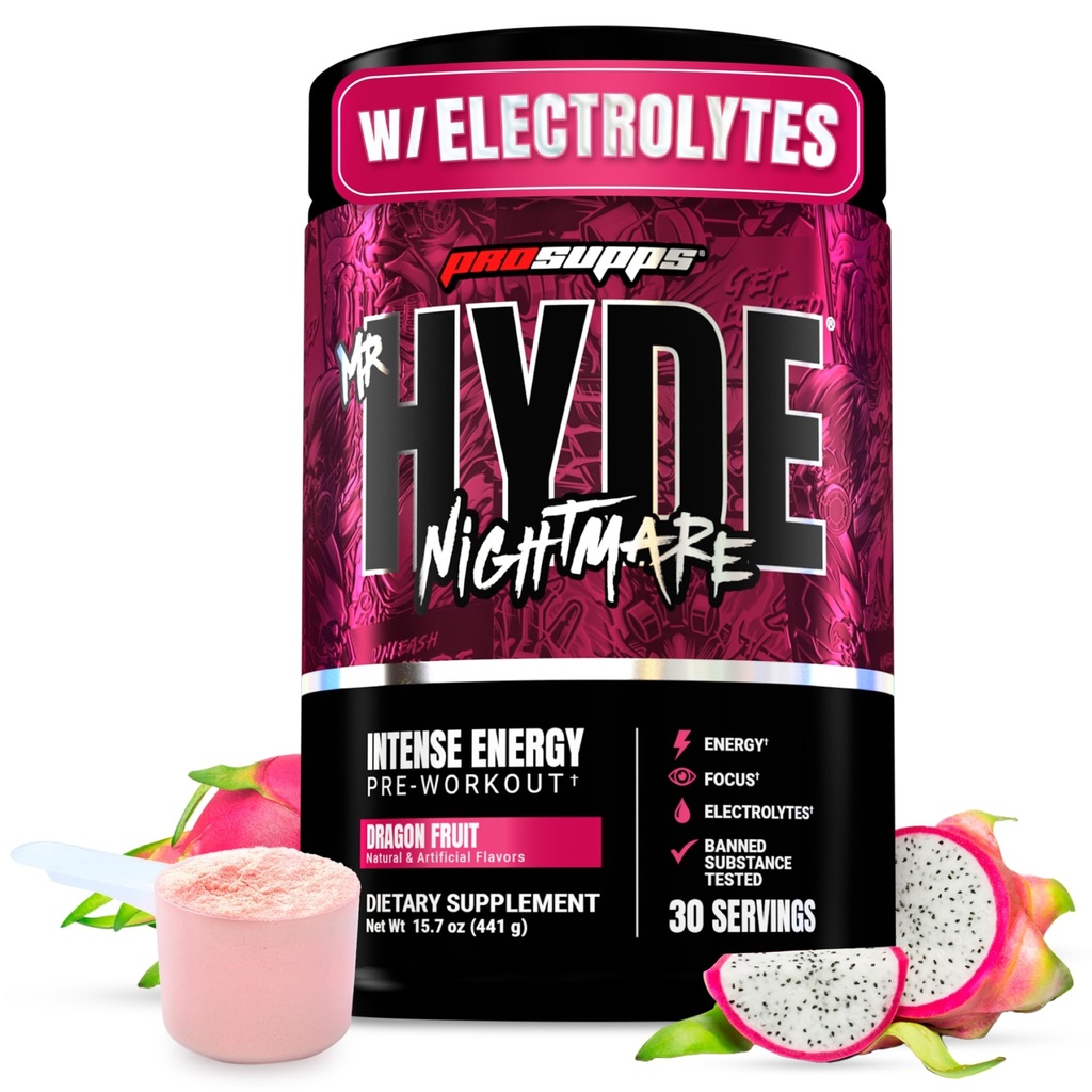 PROSUPPS Mr. Hyde Nightmare Pre Proworkout Powder with Caffeine & Beta Alanine - Preworkout for Intense Energy, Mental Focus & Performance - Γυμναστήριο & Fitness Συμπληρώματα (Dragon Fruit, 30 Services)