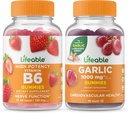Ζωηρή βιταμίνη B6 + σκόρδο 1000mg, Gummies Bundle - Μεγάλη γεύση, συμπλήρωμα βιταμίνης, χωρίς γλουτένη, χωρίς ΓΤΟ, Μασώμενα