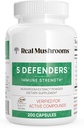 Real Mushrooms 5 Defenders Mushroom Complex – Organic Adaptogenic Mushroom Blend with Chaga, Reishi, Turkey Tail, Maitake & Shiitake for Wellness Support - Mushroom Beta Glucan Κάψουλες - 200 Count