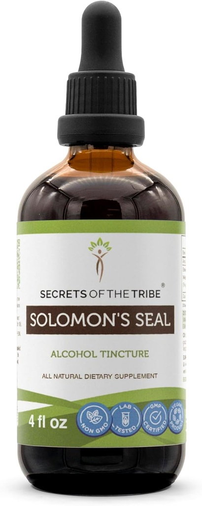 Secrets of the Tribe Solomon s Seal Tincture Alcohol Extract, High-Potency Herbal Drops, Tincture Made from Wildcrafted Solomon's Seal Polygonatum odoratum Respiratory System Health 4 oz