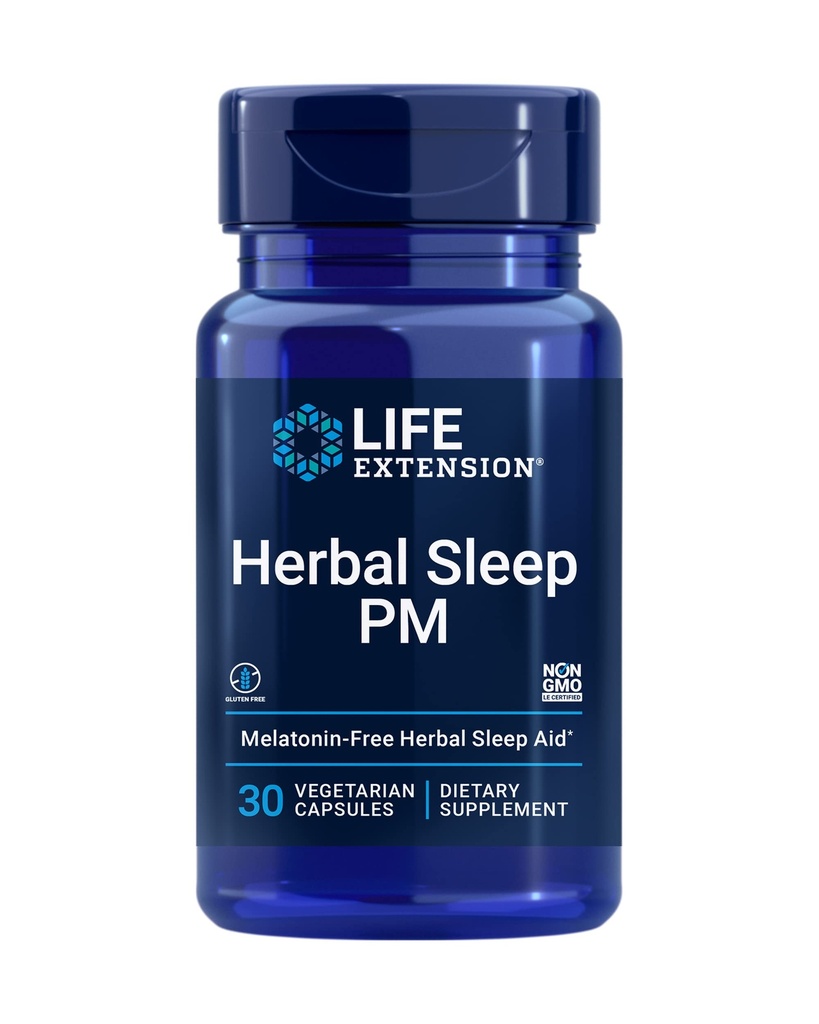 Life Extension Herbal Sleep PM, Lemon Balm, honokiol (Φλοιός μανόλιας), Χαμομήλι, Προάγει τον Υγιή Ύπνο, Ορμονόνη-ελεύθερο, μελατονίνη-ελεύθερο, Χωρίς Γλουτένη, Μη ΓΤΟ, Χορτοφαγικά, 30 Κάψουλες