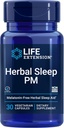 Life Extension Herbal Sleep PM, Lemon Balm, honokiol (Magnolia bark), Chamomile, Promotes Healthy Sleep, Hormone-Free, melatonin-Free, Gluten Free, Non-GMO, Vegetarian, 30 Capsules