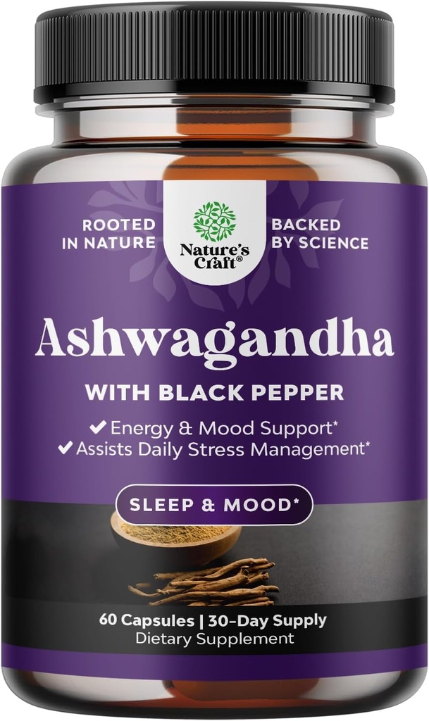 Best Ashwagandha Root Powder Κάψουλες 1300 mg – Premium Relaxation Sleep Natural Supplement – Calming Energy Rejuvenate 100% Pure Potent Ingredients for Women and Men 30 Services per Container
