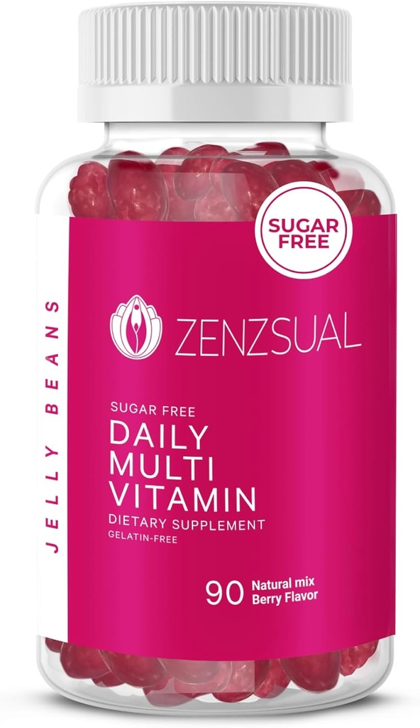 ZENZSUAL Daily Multivitamin Jellybeans - Chewable, Sugar-Free, and Vegetarian-Friendly Dietary Supplement- Immune Support, Wellness Delight, Gelatin-Free (90 Natural Mix Berry-Flavored)