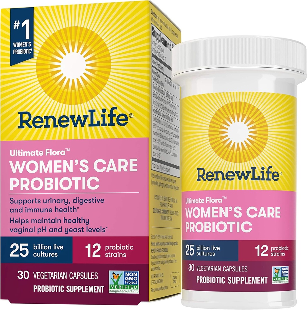 Renew Life Women?s Probiotic - Ultimate Flora Probiotic Γυναικεία Φροντίδα, Ράφι Σταθερό Προβιοτικό Συμπλήρωμα - 25 Δισεκατομμύρια - 30 Καψάκια λαχανικών