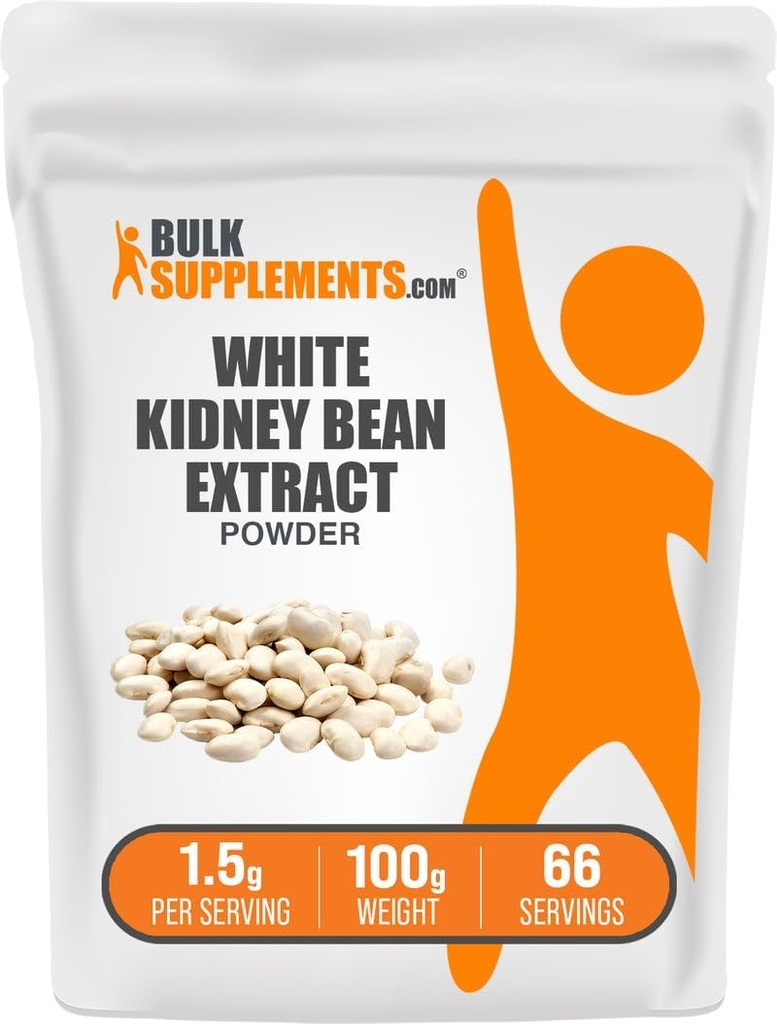 BulkSupplements.com White Kidney Bean Extract Powder - White Kidney Bean Powder - Herbal Supplement - Gluten Free, 1.5g per Serving, 100g (3.5 oz) (Pack of 1)