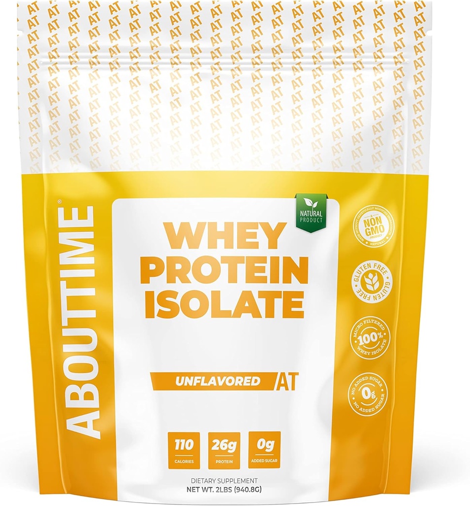 Σχετικά με το χρόνο Unflavored Whey Protein Isolate Powder 26g, φυσικά συστατικά, μη-GMO, Γλουτένη-ελεύθερο, Λακτόζη-ελεύθερο, Δεν Τεχνητά γλυκαντικά, χαμηλή υδατάνθρακες, 32 εξυπηρετούν