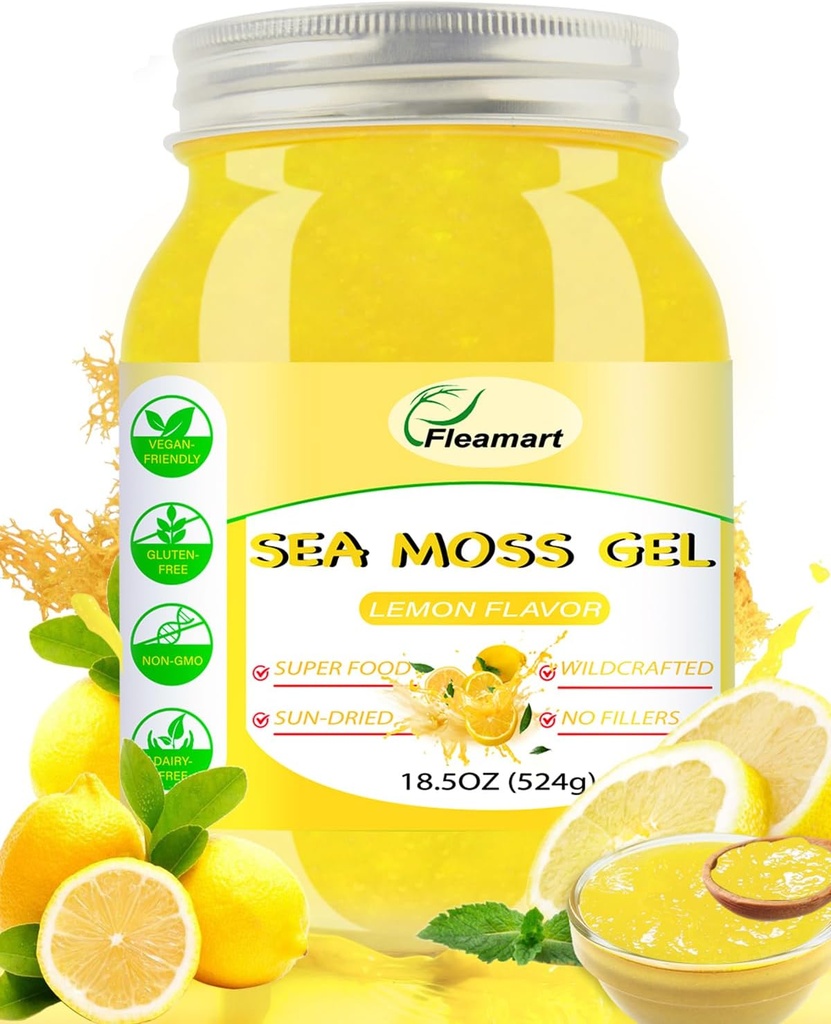 Irish Sea Moss Gel Raw 18.5OZ Natural Wildcrafted Seamoss Gel με 92 Ορυκτά και Βιταμίνες, Υγιεινή Πέψη, Μη-GMO Project