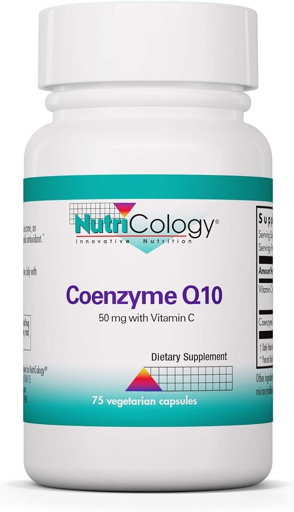 Nutricology Coenzyme Q10 συμπλήρωμα - με βιταμίνη C, Heart Health, CoQ10 50mg, Ubiquinol, Antioxidant, κάψουλες χορτοφάγων - 75 Count