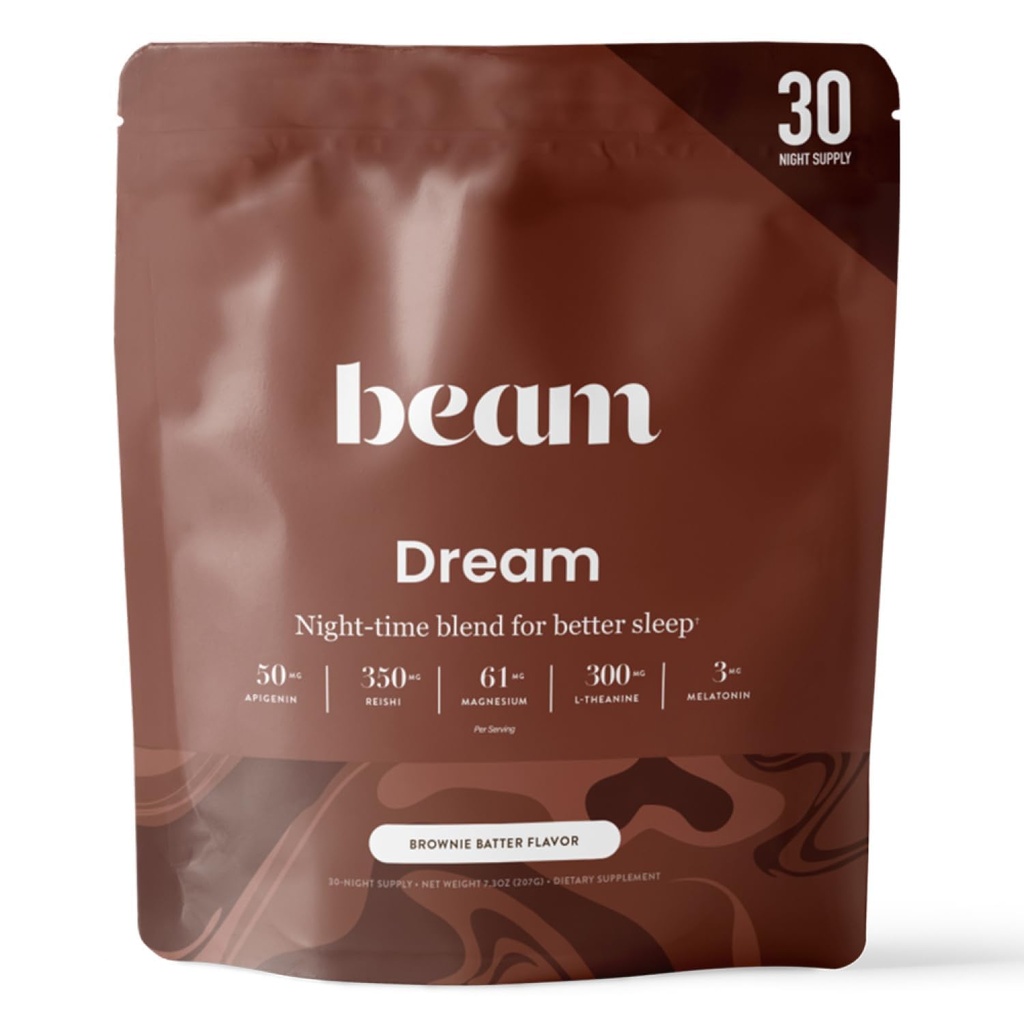 Beam Dream Sleep Powder, L-Θεανίνη, Apigenin, Reishi και Μαγνήσιο, Third Party Tested Natural Sleep Aid & Sleep Supplement for Deep Sleep, Relaxation and Recovery, Natural Sleep Support, 30 Services
