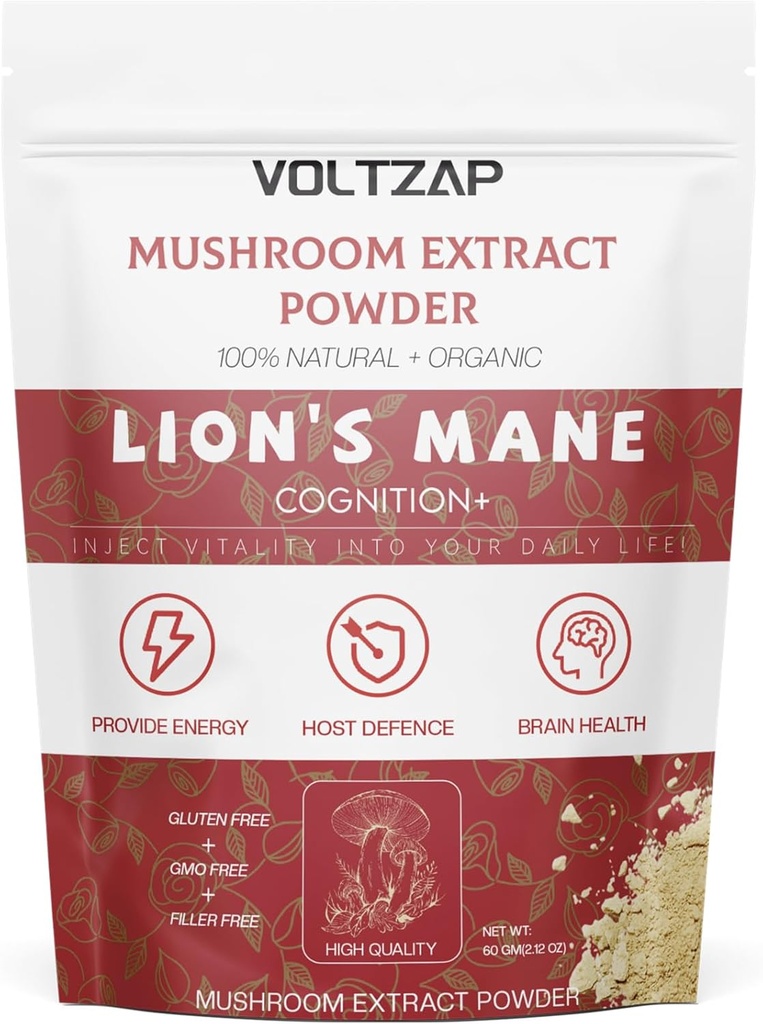 Lions Mane Powder Organic - Relaxation & Physical Defence - Lions Mane Supplement for Youthful Radiant Skin & Cognition - 2.12OZ(60 Services)