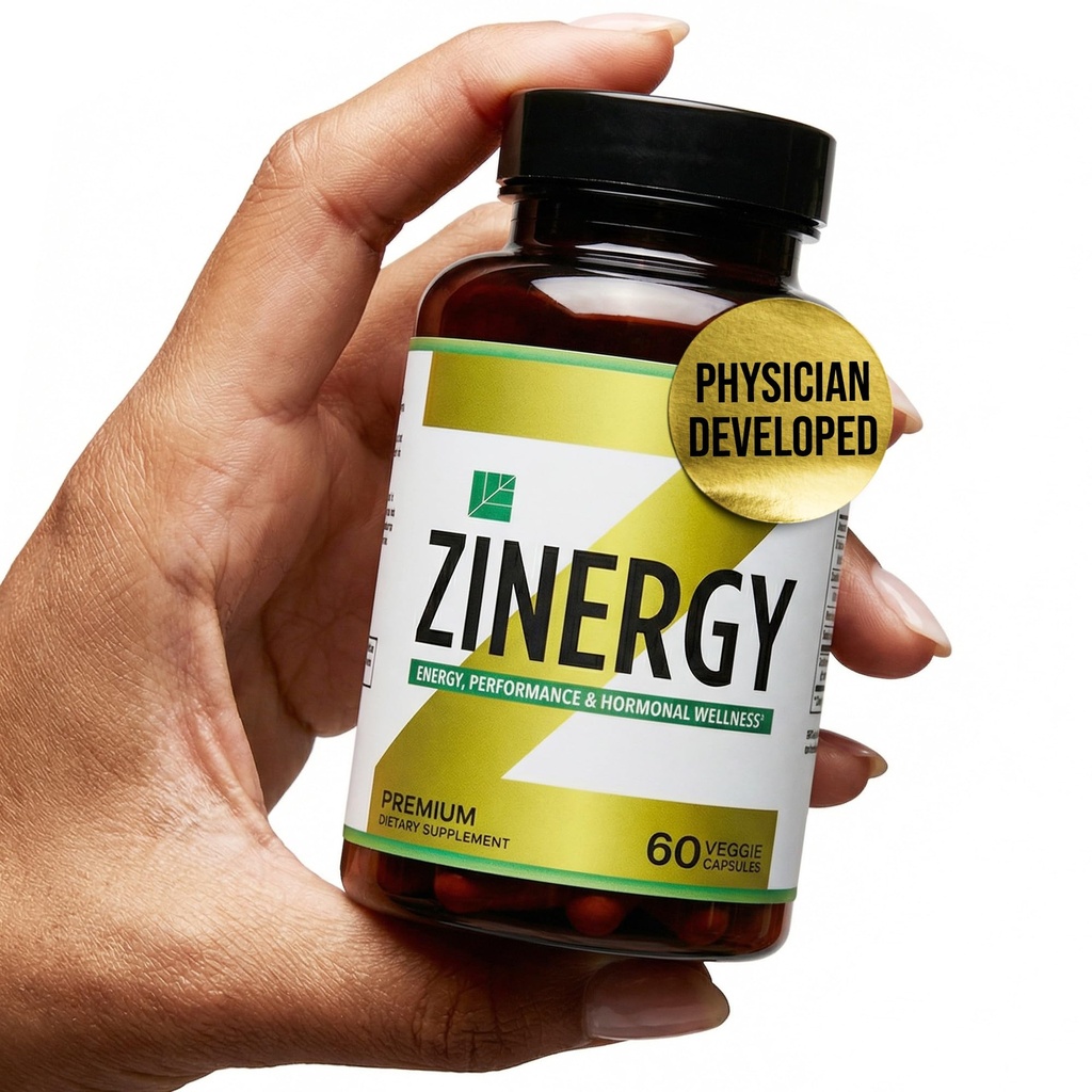 Dr. Zisman ZINERGY Φυσική ενέργεια & υποστήριξη ζωτικότητας – All-Φυσική φόρμουλα για άνδρες και γυναίκες – Ενισχύει τα επίπεδα ενέργειας & ορμονική ισορροπία – 60 κάψουλες Premium