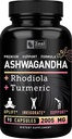 Συγκρότημα Ashwagandha - Βιολογική σκόνη ρίζας Ashwagandha + Rhodiola Rosea + Turmeric - Premium Formula υποστήριξης - συμπλήρωμα καψακίων Ashwagandha