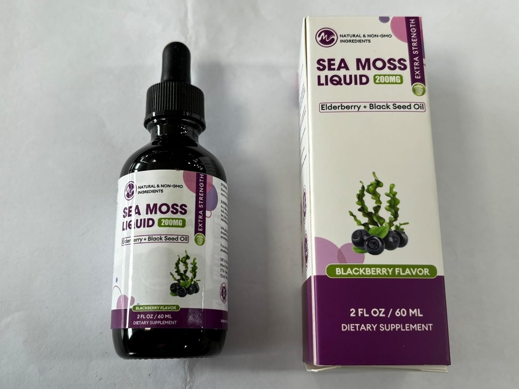 Ιρλανδική Θάλασσα Moss Liquid Drops - Ιρλανδική Θάλασσα Moss, Black Seed Oil, Elderberry & Burdock Root - 6X Ισχυρότερη Θάλασσα Moss Advanced Drops for Immune Support