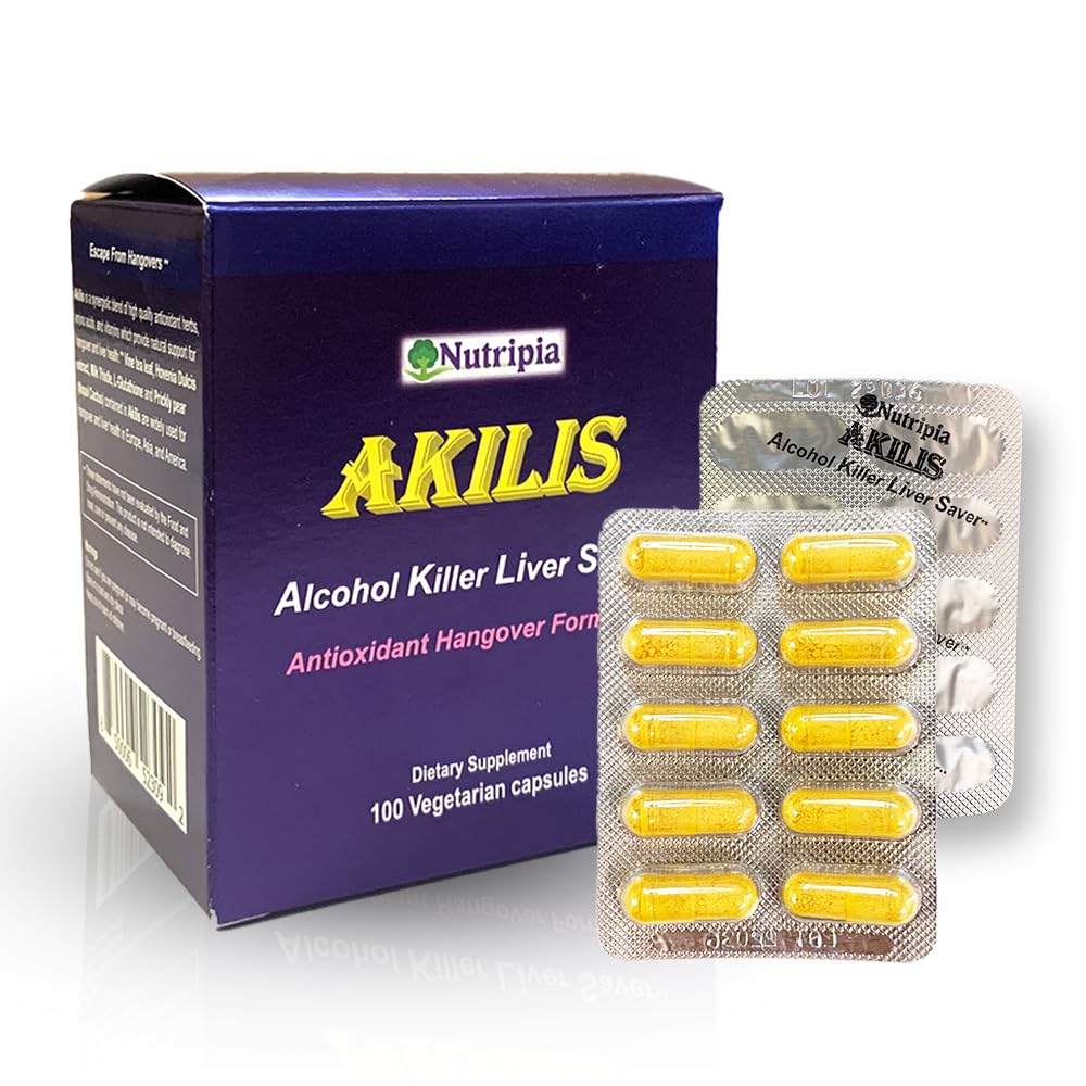 Akilis Αντιοξειδωτικά χάπια υποστήριξης ήπατος (100 Vegi Caps, 33 Δόσεις) – Ενισχύει την ανάκτηση Μετά το ποτό για καλύτερα πρωινά, Detox & Επισκευή με Hovenia Dulcis, Γλουταθιόνη και 16 Συστατικά
