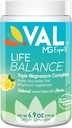 VAL Triple Magnesium Complex Powder – Κιτρικό, Γλυκινικό, Ταυρικό – Anti-Stress Relaxation Drink – Φυσικό άρωμα λεμονιού – 400mg Μαγνήσιο, Βιταμίνη Β6 – 6,9 Ουγγιά - 70 Σερβιέτες (Pack of 1)