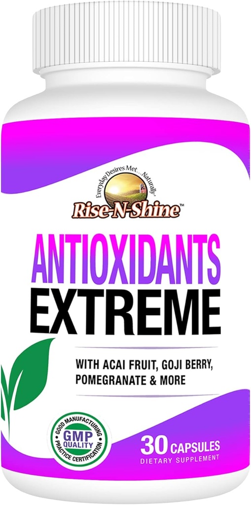 Rise-N-Shine Antioxidants Extreme Supplement with Acai, Goji Berries, Noni, Mangosteen, Ρόδι, Resveratrol, Elderberry και More 30 Count