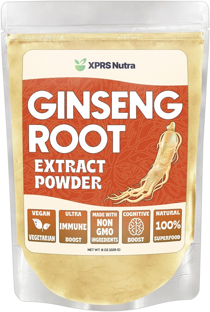 XPRS Nutra Ginseng Root Extract σκόνη - Ginseng σκόνη υποστηρίζει Γνωστική λειτουργία, φυσική απόδοση, και ανοσοποιητικό σύστημα - Vegan φιλικό Panax Ginseng σε μορφή σκόνης (8 ουγγιά)