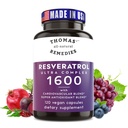Όλα τα φυσικά Resveratrol Resveratrol του Thomas 1600mg οργανική Trans-Resveratrol Αντιοξειδωτικό συμπλήρωμα με εκχύλισμα οργανικών σπόρων σταφυλής και Quercetin- κατά της γήρανσης και καρδιοαγγειακή υποστήριξη- 120 κάψουλες