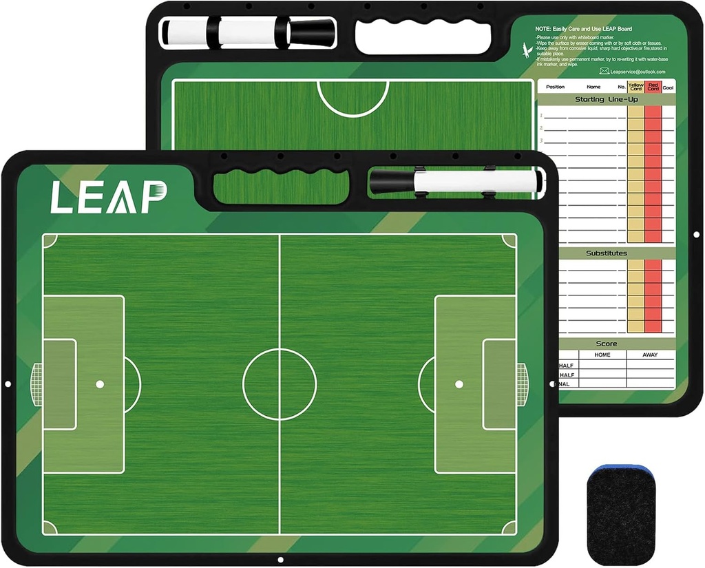 LEAP Coach Board Premium Tactical Clipboard Two Sides with Full & Half Court Dry Erase Marker Board for Basketball, Baseball, Soccer, Football, Hockey