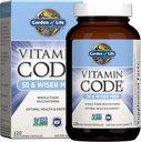 Garden of Life Multivitamin for Men - Vitamin Code 50 & Wiseer Men's Raw Whole Food Vitamin Supplement with Probiotics, Vegetarian, 120 Κάψουλες