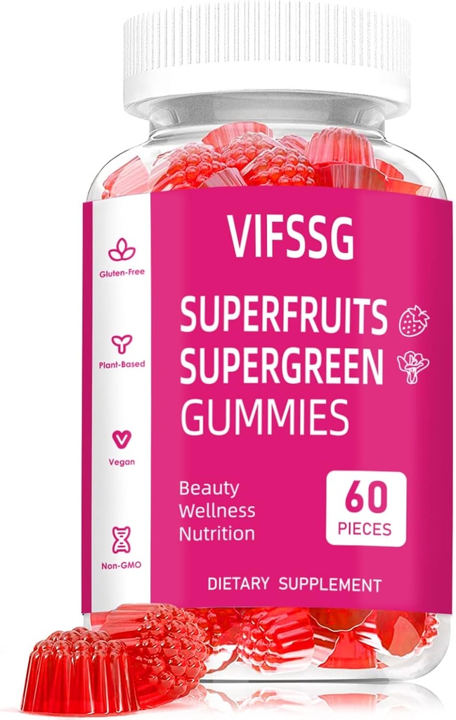 Συμπληρώματα φρούτων και λαχανικών - Gummies φρούτων και λαχανικών (60 gummys), 16 Superfruits & 15 Veggies, Φρούτα & Βότανα, Φρούτα και Λαχανικά, Μη ΓΤΟ, Πηκτίνη με βάση, Χωρίς Γλουτένη, Όχι άλλες κάψουλες
