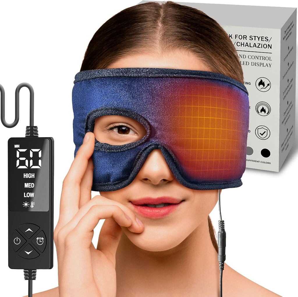 STICRO Ηλεκτρικό Πακέτο Θέρμανσης Συμπίεσης Ματιών για Θεραπεία Ματιών Στυός με Τρύπα Ματιών, Υγρή Θερμότητα για Βλεφαρίτιδα Στυός Χαλαζίων Ανακούφιση για Ερεθισμό Αριστερά/Δεξιά