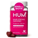 HUM Hair Strong Daily Hair Growth Gummies με Βιοτίνη, Ψευδάργυρο, Βιταμίνη Β12 για την υποστήριξη της ανάπτυξης, Φολικό οξύ & Βιταμίνη Β12 Gummy Βιταμίνες για υγιή υποστήριξη μαλλιών για γυναίκες και άνδρες, 60 Gummies