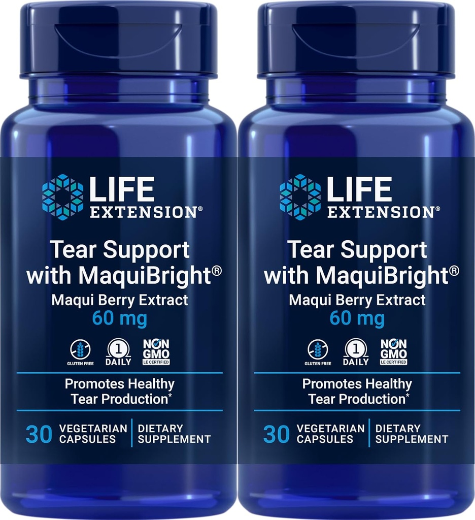 Life Extension Tear Support with MaquiBright 60 mg, 30 Vegetarian Capsules (Pack of 2)