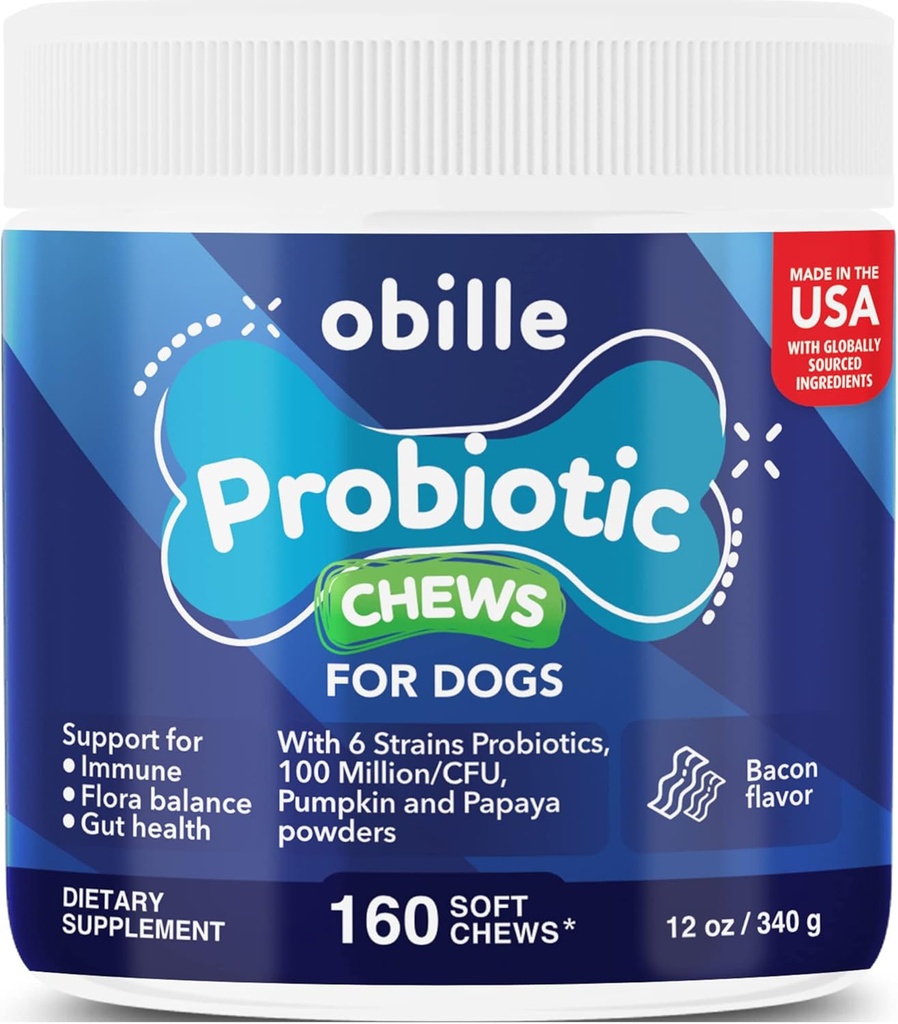 Probiotics for Dogs 160 Chews 12 oz – Υποστηρίζει Gut & Digestion Υγεία, ανοσοποιητικό σύστημα, ανασηκωμένο στομάχι & Αέριο, Μεταβολισμός, δυσκοιλιότητα, Διάρροια & Loose Stool, Ichy Δέρμα και Αυτιά & Αλλεργίες