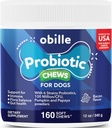 Probiotics for Dogs 160 Chews 12 oz – Υποστηρίζει Gut & Digestion Υγεία, ανοσοποιητικό σύστημα, ανασηκωμένο στομάχι & Αέριο, Μεταβολισμός, δυσκοιλιότητα, Διάρροια & Loose Stool, Ichy Δέρμα και Αυτιά & Αλλεργίες