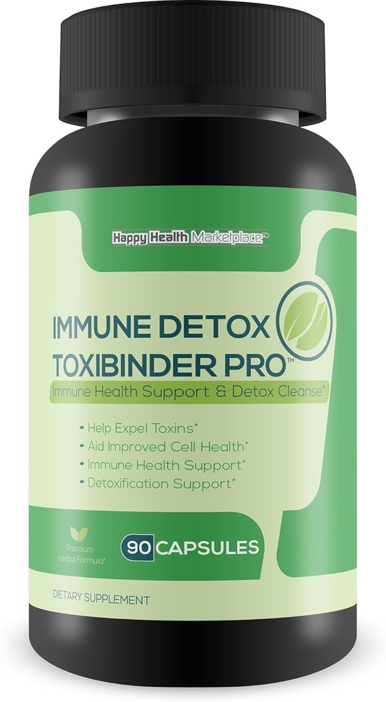 Immune Detox Toxibinder Pro - Detox & Immune Support Supplement - Βοήθεια Expel Toxins - Φυσικό Detox Cleanse - Psyllium, Vitamin C, Ginger, Zinc, Dandelion Root - Πλήρης υποστήριξη Detox Immune Boost σώματος