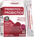ZEBORA Probiotics-for-Women 100-Billion-CFUs με προβιοτικά, D-Mannose & Cranberry για Digestive, Immune, Γυναικείο UT Health Support, Ultimate Probiotic Women's Care, Soy & Gluten Free, 45 Πακέτα