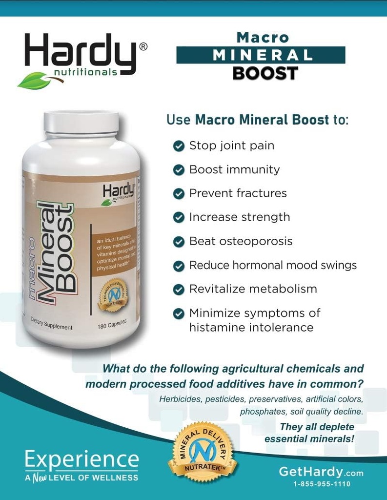 Macro Mineral Boost - Υψηλής έντασης συμπλήρωμα ασβεστίου για οστά & δόντια Υγεία με βιταμίνη C, D, K, ασβέστιο, φώσφορο, και μαγνήσιο, Ultra απορροφήσιμο