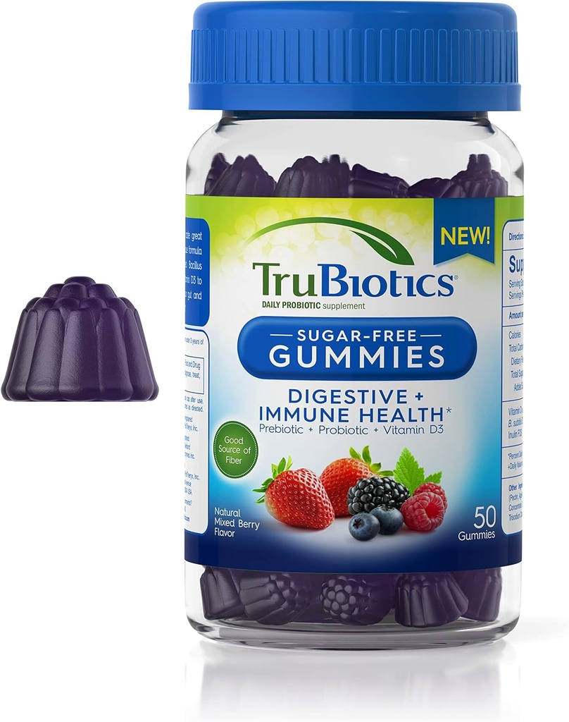 Τρουβιωτικά Προβιοτικά Gummies με προβιοτικά & βιταμίνη D3, Sugar-Free Gummy για άνδρες & γυναίκες Digestive & ανοσοποιητική υγεία, υποστηρίζει την κανονικότητα και βοηθά να ανακουφίσει τη μικρή κοιλιακή δυσφορία, 50 Gummies