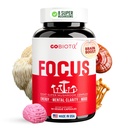 GOBIOTIX Focus Lions Mane Supplement - Mushroom Complex - Nootropics Adaptogen Vitamins - Μνήμη, Καθαρότητα, Ενέργεια, Ανοσολογική Υποστήριξη, Cordyceps, Reishi, Chaga, και Maitake - 90 Κάψουλες