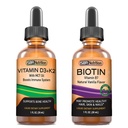 SBR Διατροφή D3+K2 και Biotin Bundle Βιταμίνη D3K2 (MK7) Υγρές σταγόνες, μέντας, 1oz 