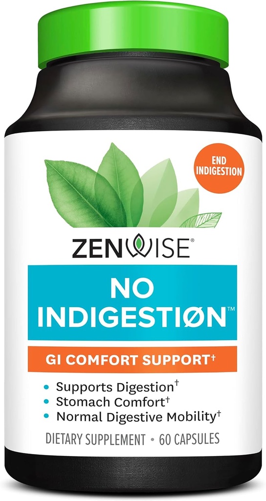 Zenwise Χωρίς Δυσπεψία - Δυσπεψία Ανακούφιση με Digestive Ένζυμα, μηλίτη μηλίτη Ξίδι, Τζίντζερ, και μέντα για την υγεία των ούλων, δυσκοιλιότητα και Bloating, Vegan Fiber Συμπλήρωμα Γυναίκες και άνδρες