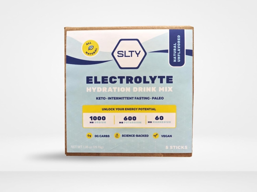 SLTY Ηλεκτρόλυτος Haydration ποτό μείγμα Vegan Keto Παλαιό καλό για διαλείπουσα νηστεία, 1,05oz (πακέτο των 5)