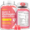 2 Πακέτο Κολλαγόνο Gummies για γυναίκες άνδρες, Hydrolyzed Collagen Peptides Τύποι I,II,III,V,X με Biotin & Hyaluronic Acid, Βιταμίνες C A D E B12 K2 Υποστήριξη, Ζάχαρη-δωρεάν για το δέρμα νύχια μαλλιών Ανοσία Ενέργεια