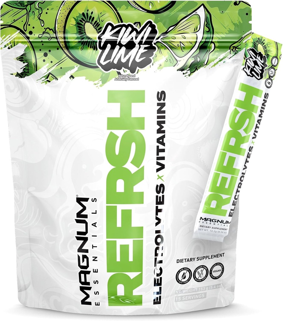 MAGNUM ESSENTIALS REFRSH Electrolytes x Βιταμίνες 15 σερβιρίσματος τσάντα - Kiwi Lime