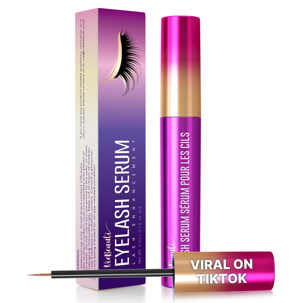 VieBeauti Premium ορός ανάπτυξης των βλεφαρίδων: Lash Enhanceing Serum with Advanced Formula to Boost Longer Fuller and Thicker Looking Lashes - Vegan & Cruelty-Free for Sensitive Eyes 3mL 3-Month Supply