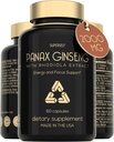Panax Ginseng και Rhodiola Rosea 2000mg - Κορεάτικη Ginseng Υψηλής Δύναμης 60 Κάψουλες - συμπλήρωμα βοτάνων για άνδρες και γυναίκες - Ενεργειακό σύμπλεγμα με εκχύλισμα ρίζας Ginseng Τυποποιημένο 7% Ginsenosides - US Made