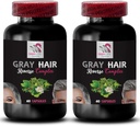 Stinging Nattle Root - Gray Hair Reverse - Αναζωογόνηση μαλλιών, Νεανικά μαλλιά, Χρωματισμός μαλλιών, Ενίσχυση χρώματος, Revive Φυσικό χρώμα, Αποκατάσταση μαλλιών, Brilliance μαλλιών 2 μπουκάλια 120 κάψουλες