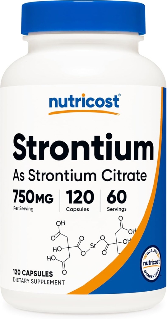 Κάψουλες Nutricost Strontium 750mg, 120 Κάψουλες - Χορτοφαγικά, Μη ΓΤΟ, Χωρίς Γλουτένη